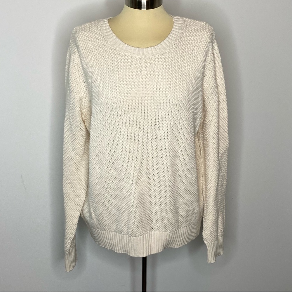 Appleseed's Cream Cotton Crew Neck Sweater